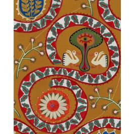 TWO STORKS Ochre Wallpaper Sample