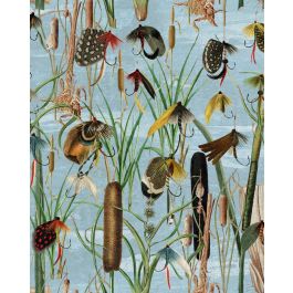 FISHING FLIES Aquamarine Wallpaper Sample