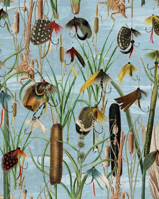 FISHING FLIES Aquamarine Wallpaper