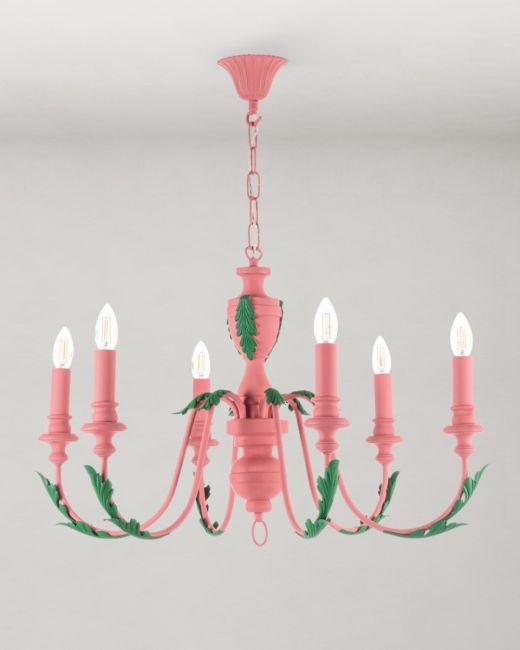 EMILE 6 light Pendant in Pink resin ø72