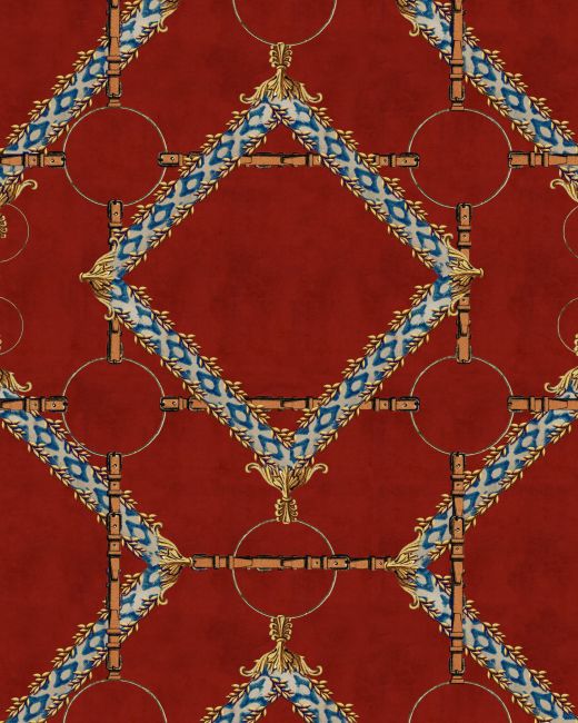 DECORATIVE HARNESS Burgundy Wallpaper