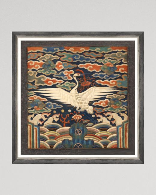Korean Crane Framed Linen