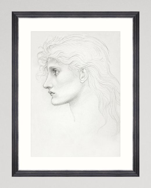 Head of a girl by Sir Edward Burne-Jones Framed Art