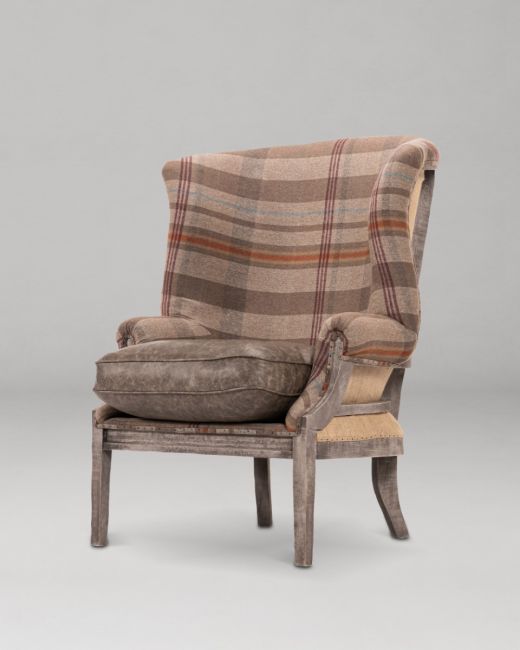 WILLIAM DECONSTRUCTED - CHALET fabric and ANTIQUE GREY leather