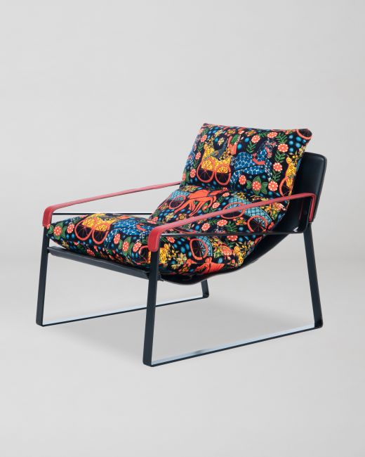 DUNHILL CHAIR- FASNACHT ANTHRACITE Velvet and ROSSO Matte Leather