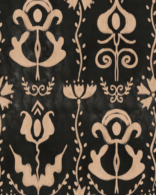 GRANDMA'S STENCIL Anthracite Wallpaper