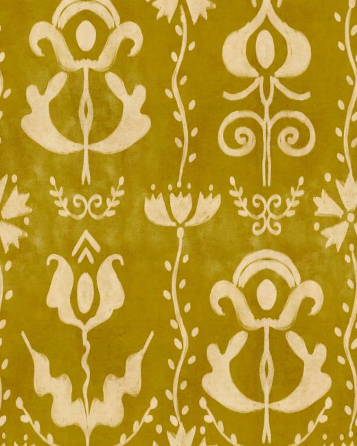 GRANDMA'S STENCIL Mustard Wallpaper