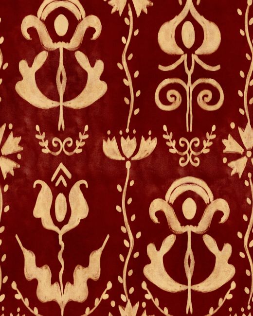 GRANDMA'S STENCIL Scarlet Wallpaper