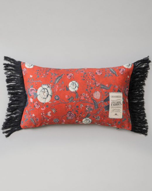 BLACK BIRD Linen Cushion - Rectangular