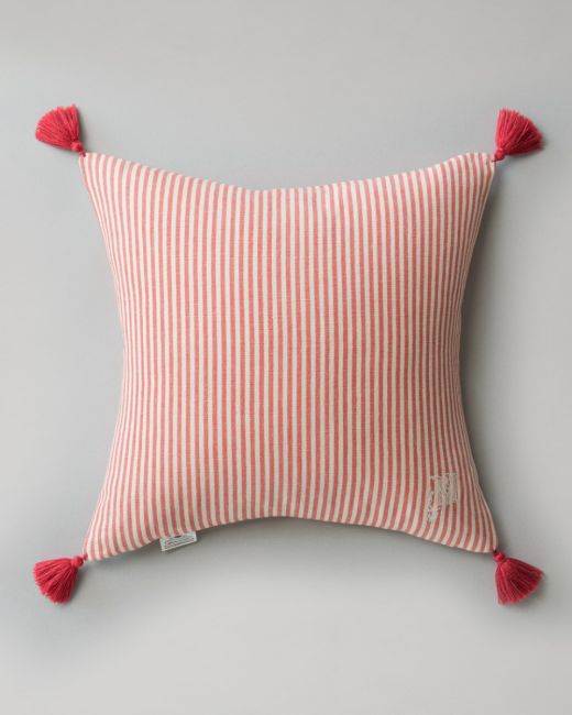 RHUBARB Stripe Heavy Linen Cushion