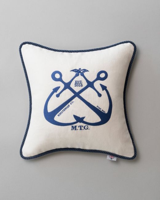 VINTAGE ANCHORS Linen Embroidered Cushion