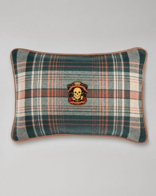 MONTEREY PLAID Green Wool Cushion - Rectangular