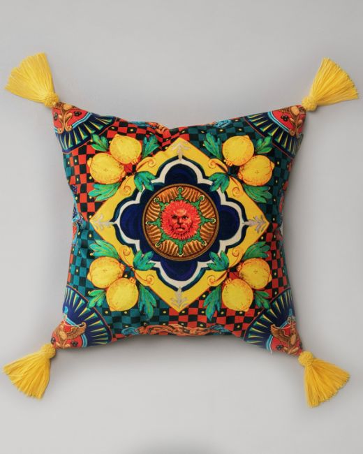 AMALFI Blue Velvet Cushion