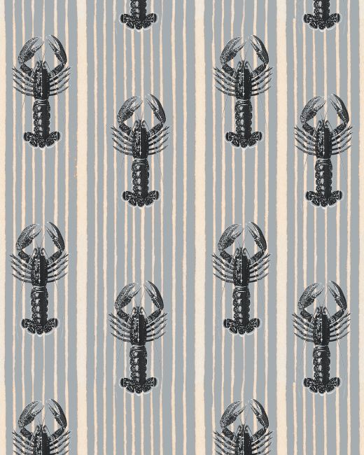 MEDITERRANEAN LOBSTERS Light Grey Wallpaper