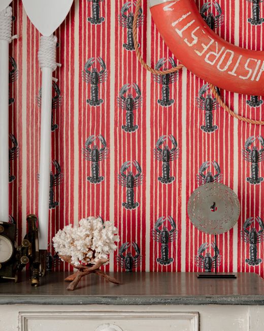 MEDITERRANEAN LOBSTERS Red Wallpaper