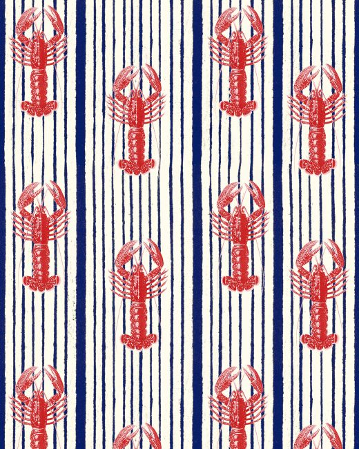 MEDITERRANEAN LOBSTERS White Wallpaper