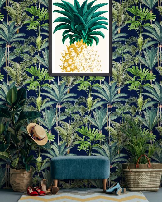 PALMERAS Anthracite Wallpaper