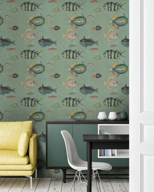 POISSONS Green Wallpaper
