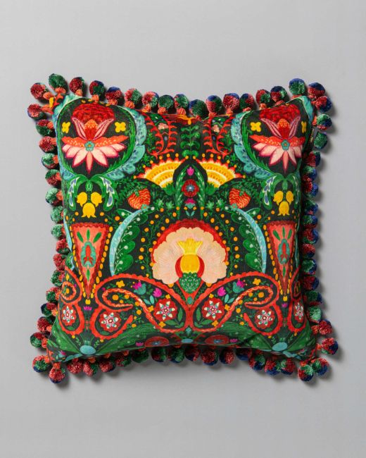 ROSA MUNDI Anthracite velvet cushion