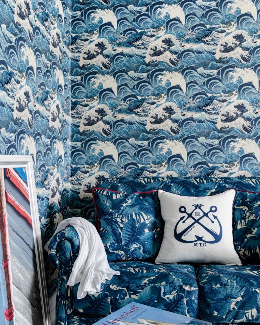 SEA WAVES Light Blue Wallpaper