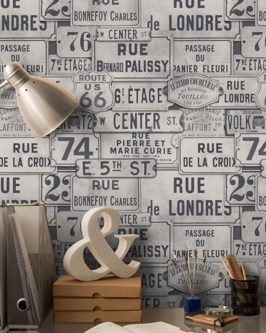 STREET SIGNS Neutral Wallpaper