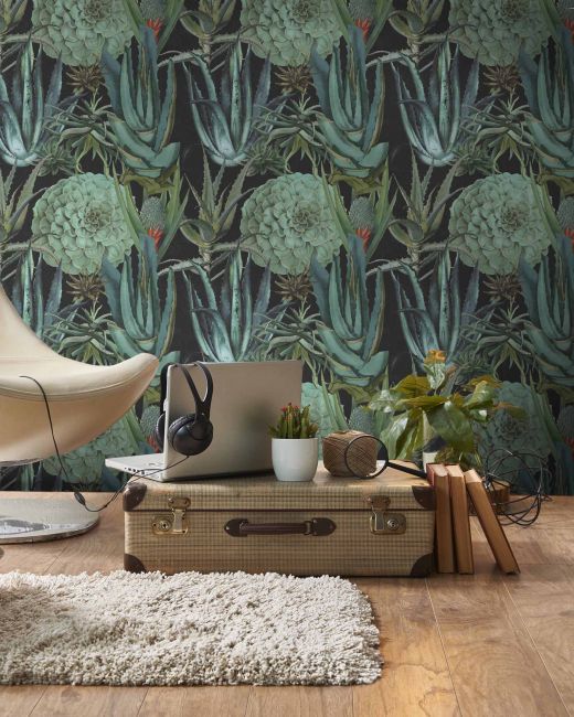 SUCCULENTUS Anthracite Wallpaper