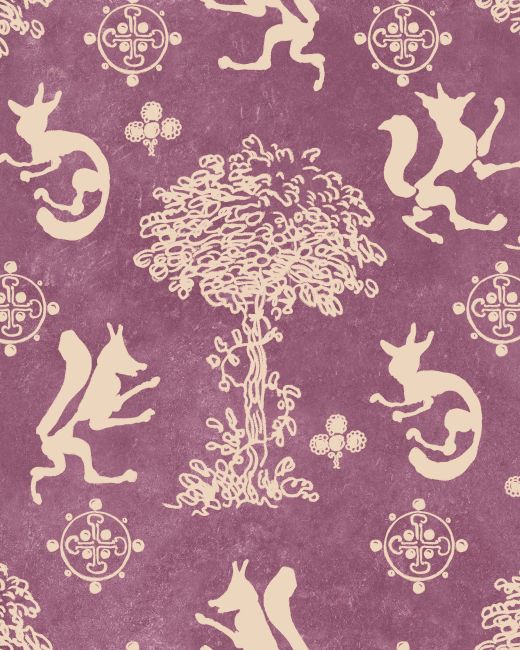 THE SILLY FOX Mauve Wallpaper