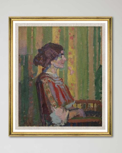 WOMAN SEATING by HAROLD GILMAN Framed Linen