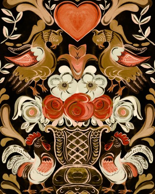 GOLDENE HENNE Anthracite Wallpaper